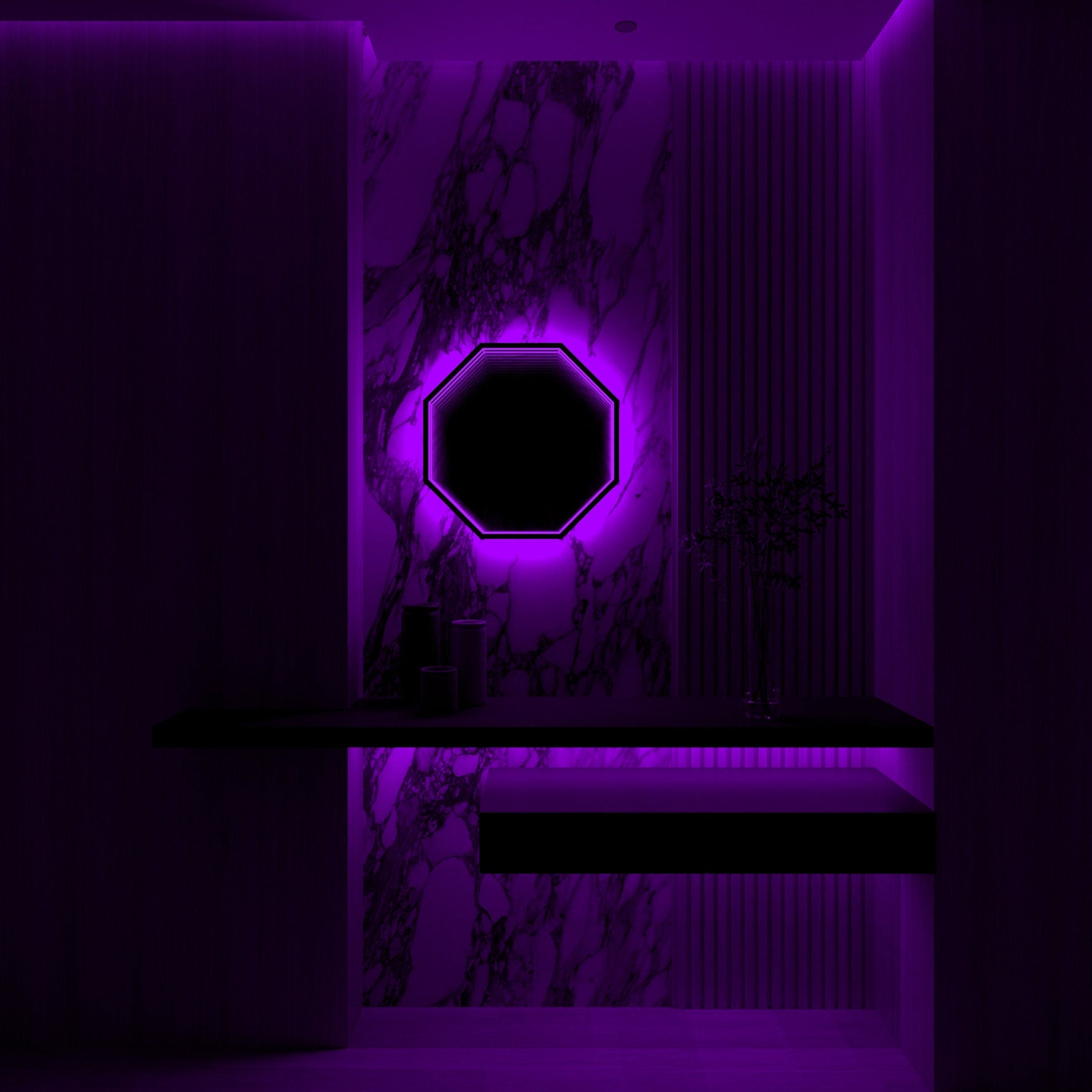 Elegant 3D Mirror with Color-Changing Lighting