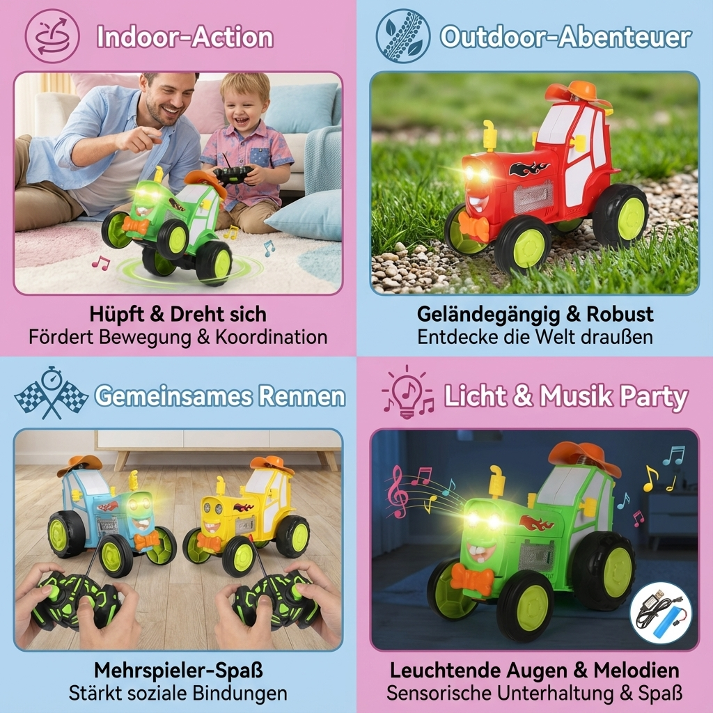 Spielzeugtraktor für Kinder mit Humpelfunktion