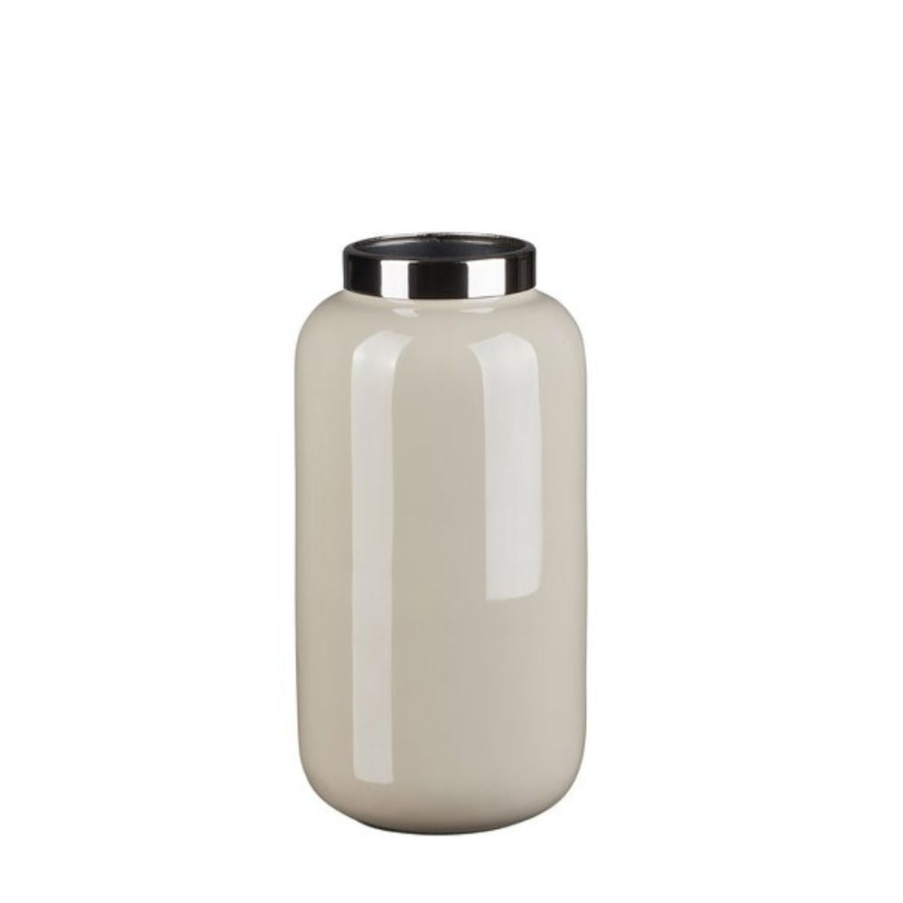 Elegante Metallvase in Sandfarbe - 18 cm