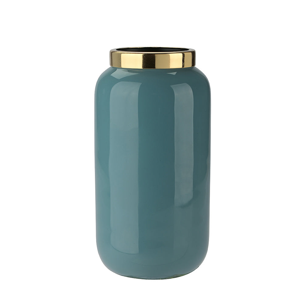 Elegante Metallvase in Rauchblau – 12 cm