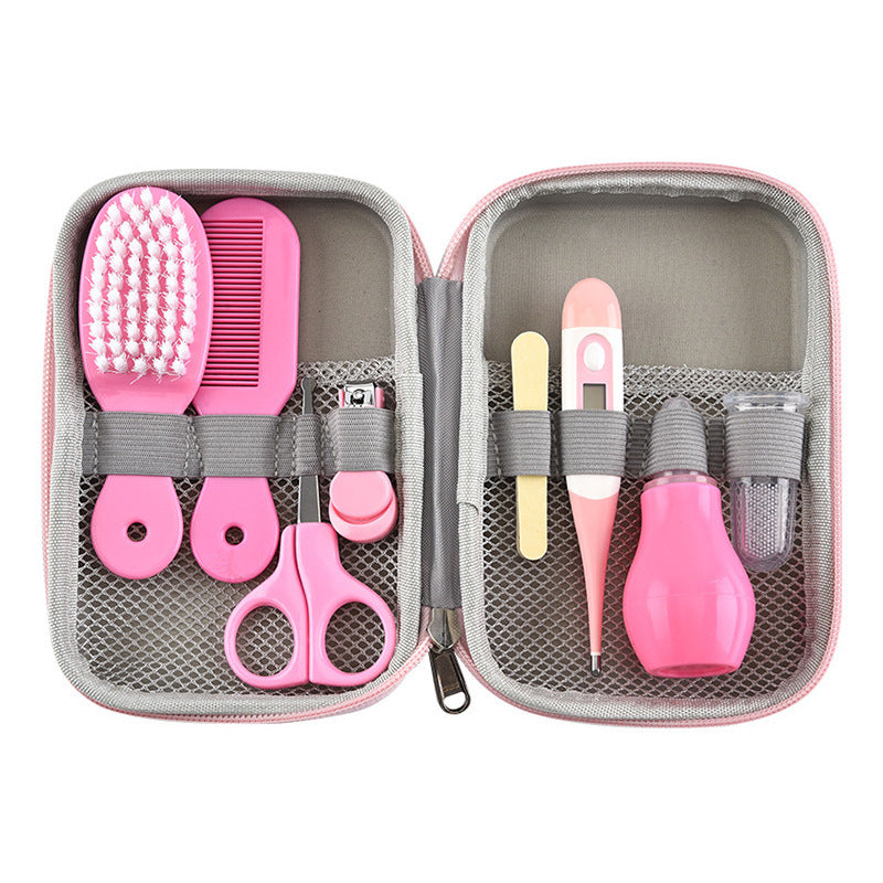Babypflegeset mit Nagelschneider, Fieberthermometer, Bürste und Kamm
