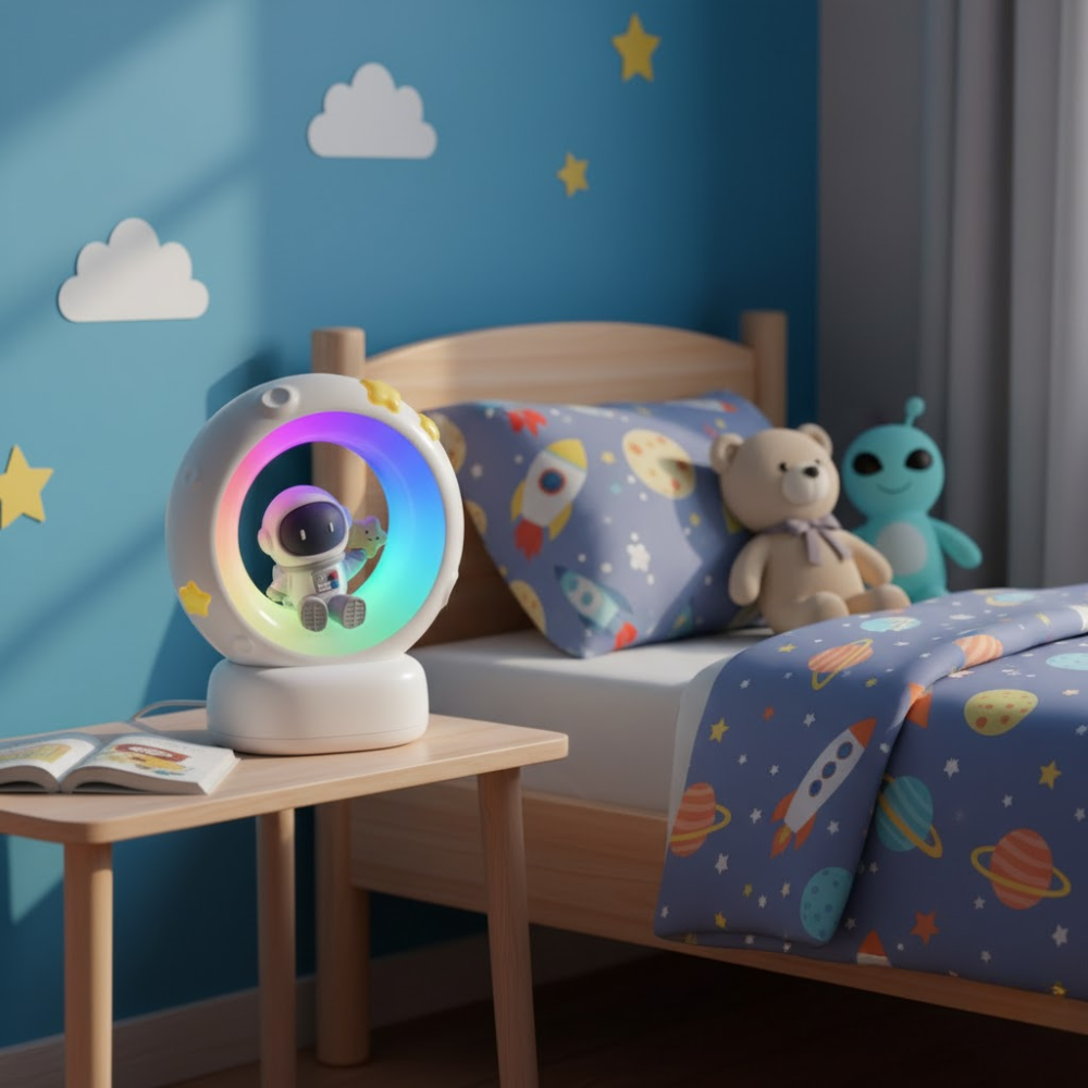Space Night Light for Kids - USB Rechargeable Silicone Lamp with Soft Light