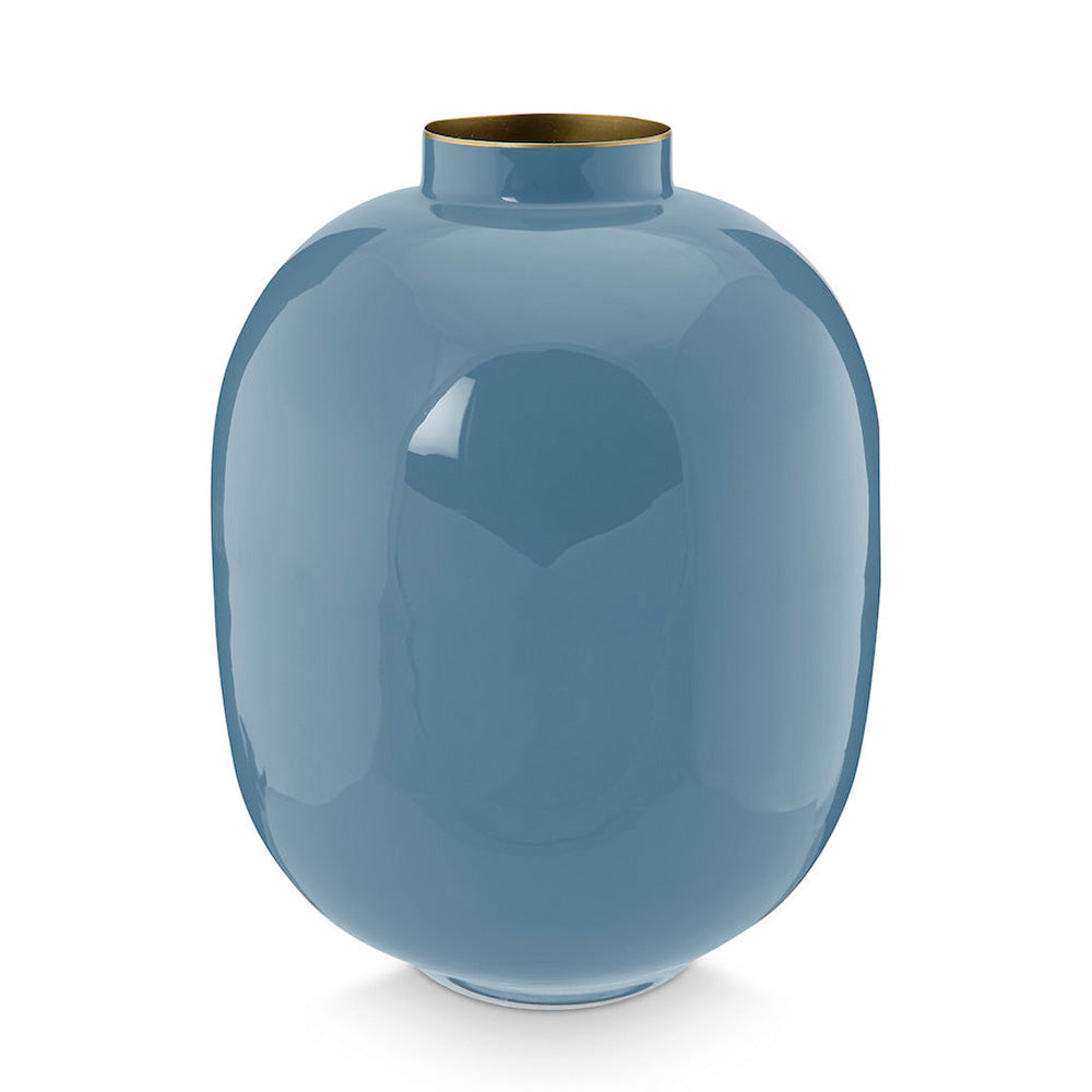 Elegante Metallvase in Blau – 32 cm Höhe