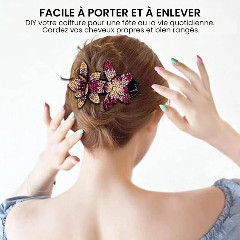 Elegante Doppelte Blüten-Haarnadel | GlamourClip