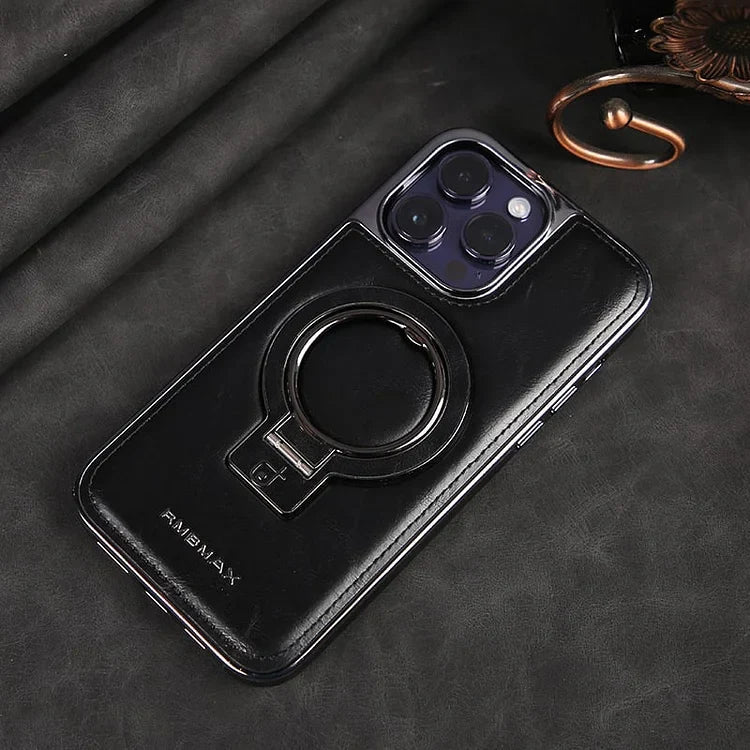 Elegante Lederhülle für iPhone mit Magnetständer – Stilvolle Sicherheit