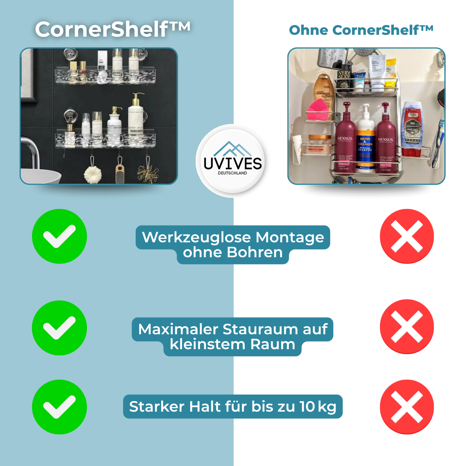 Corner Shelf with Suction Cup – Stylish Storage for Your Bathroom