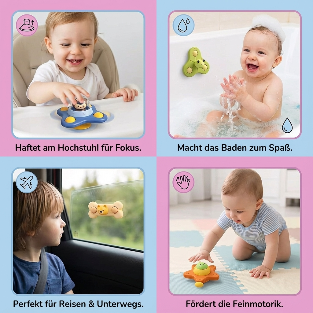 Rotierendes Lernspielzeug mit Saugnäpfen – Montessori inspiriert