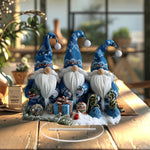 Scandinavian Acrylic Christmas Dwarf | 18 cm Table Figurine | Set of 3 Blue Gnomes for Festive Decoration