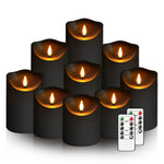 Set von 9 LED-Kerzen ohne Flamme – Fernbedienung und Glitzerfinish