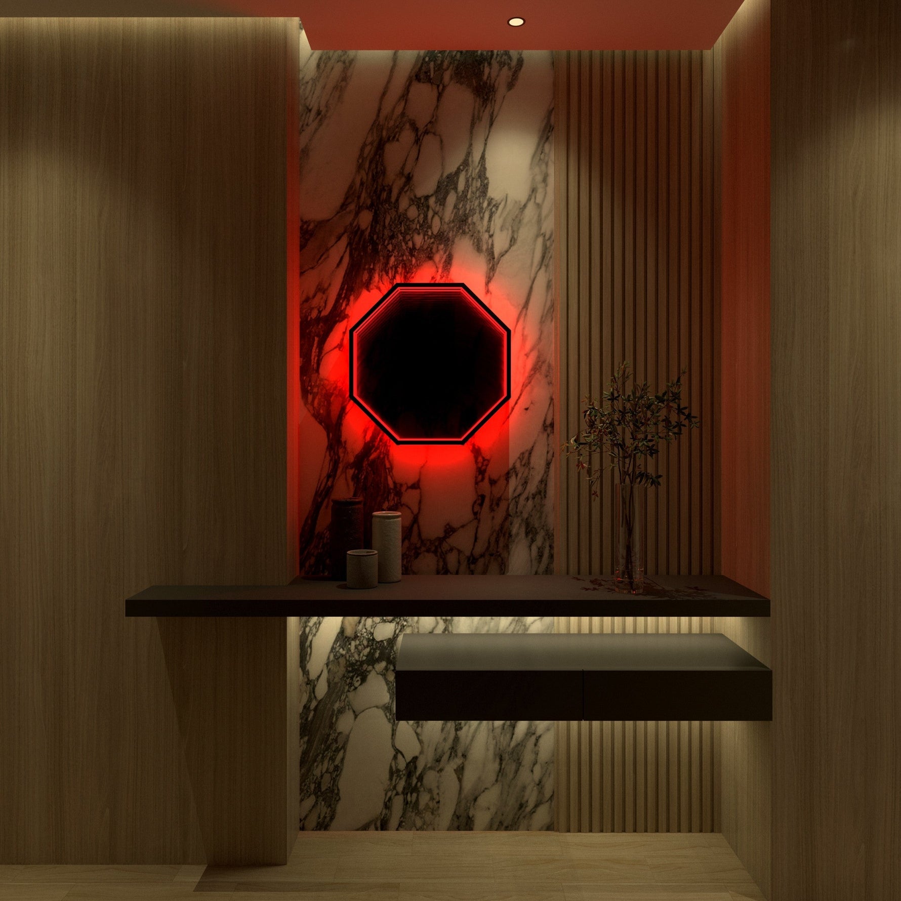 Elegant 3D Mirror with Color-Changing Lighting