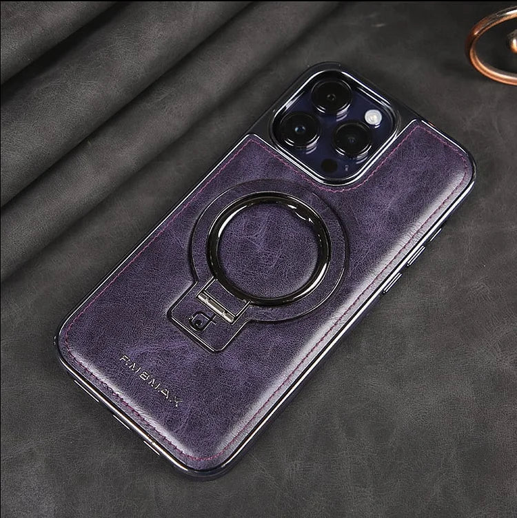 Elegante Lederhülle für iPhone mit Magnetständer – Stilvolle Sicherheit