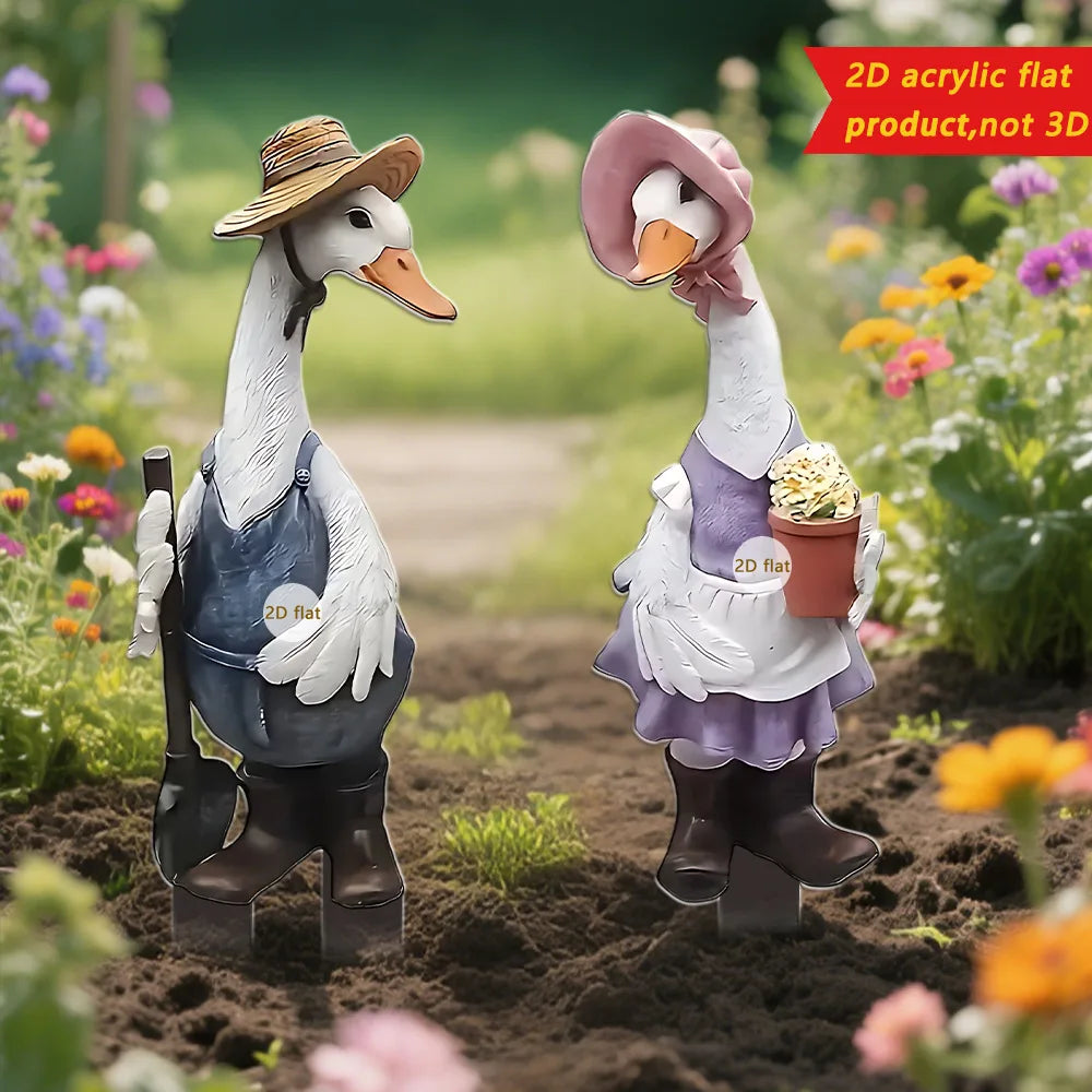 Joyful Garden Plug-in Duck | Charming Acrylic Figure for Your Garden