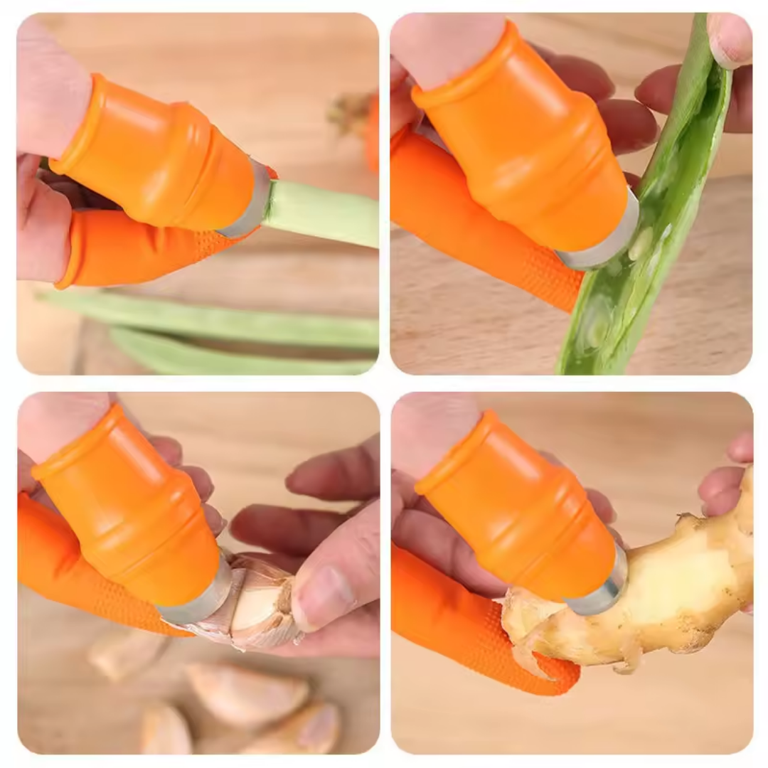 Ergonomische Erntehilfe mit Daumenmessern für Obst und Gemüse