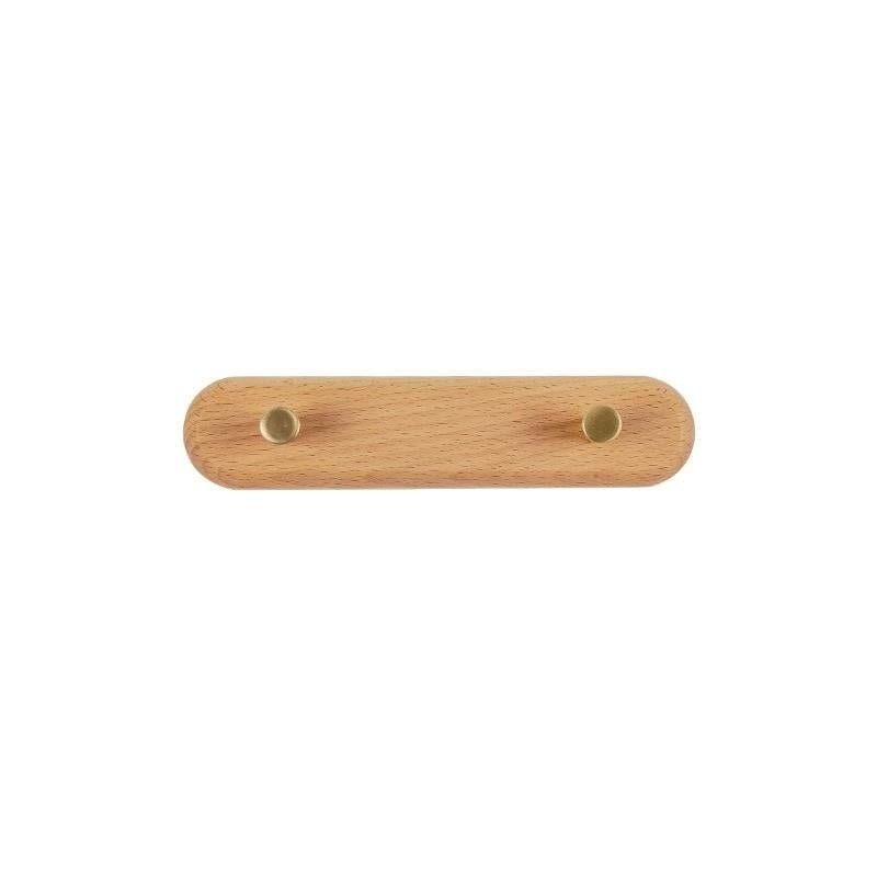 NaturaLine | Eleganter Holz-Wandgarderobenhaken mit Messinghaken