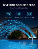 Solarbetriebene Poolfontäne mit RGB-LED-Beleuchtung – Doppelbogen, Fernbedienung