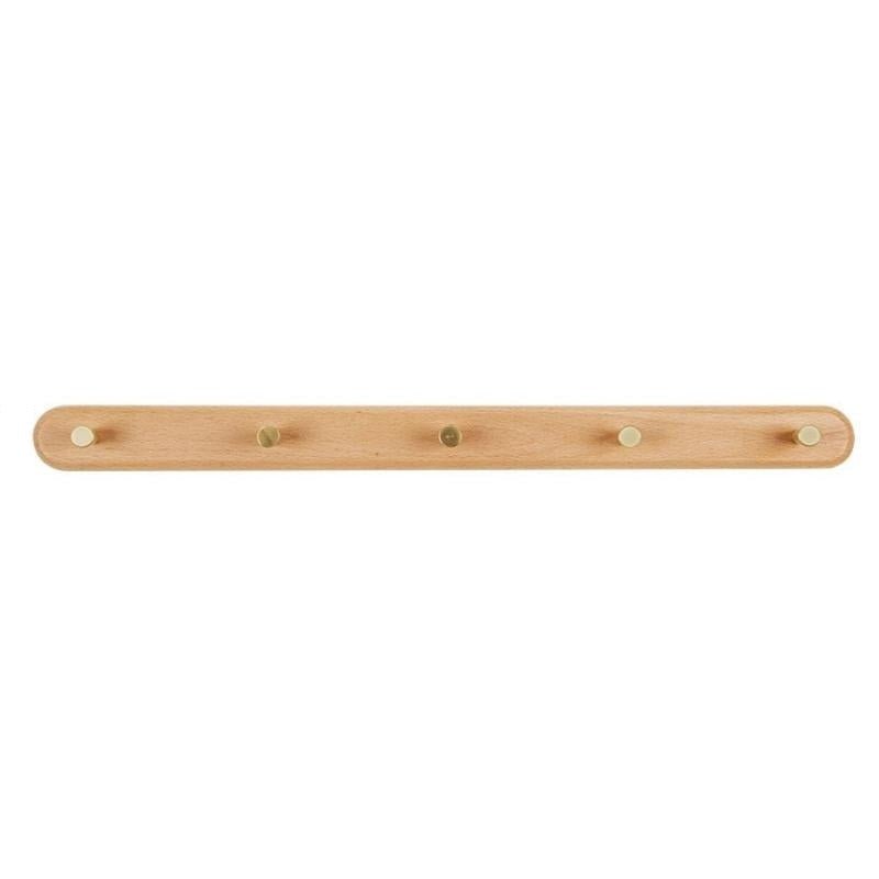 NaturaLine | Eleganter Holz-Wandgarderobenhaken mit Messinghaken