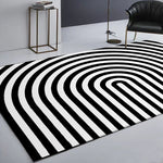 Moderne Schwarz-Weiß Spiralmuster Teppich