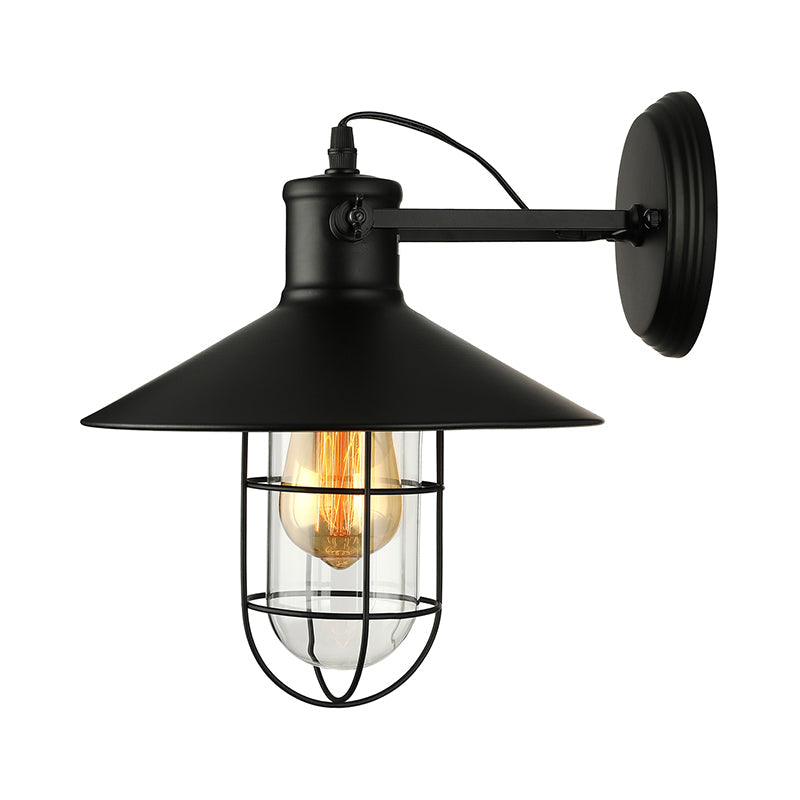 Elegante Wandleuchte aus Glas im Industrie-Stil – Schwarz/Rost