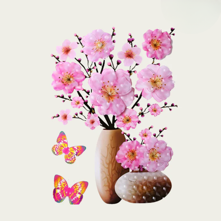 Blumige Wandaufkleber mit Schmetterlingen – Einfache Dekoration