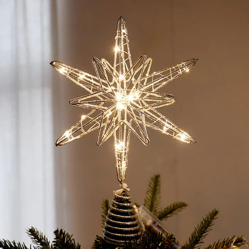 Festlicher Goldstern mit LED-Beleuchtung für den Weihnachtsbaum