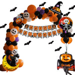Gruselige Ballondekoration für Halloween – Schwarz, Orange und Lila