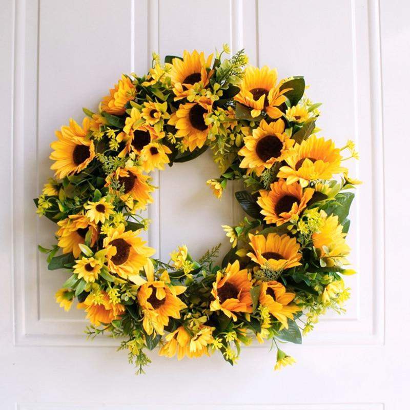 Künstlicher Sonnenblumenkranz in Gold – 40 cm