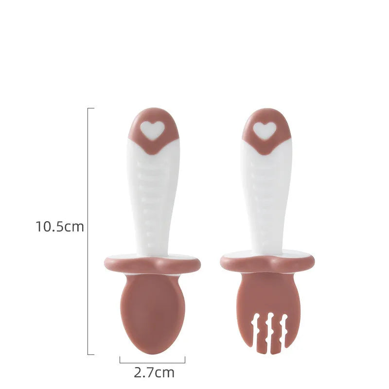 Ergonomisches Silikon Besteckset für Kleinkinder – Löffel und Gabel