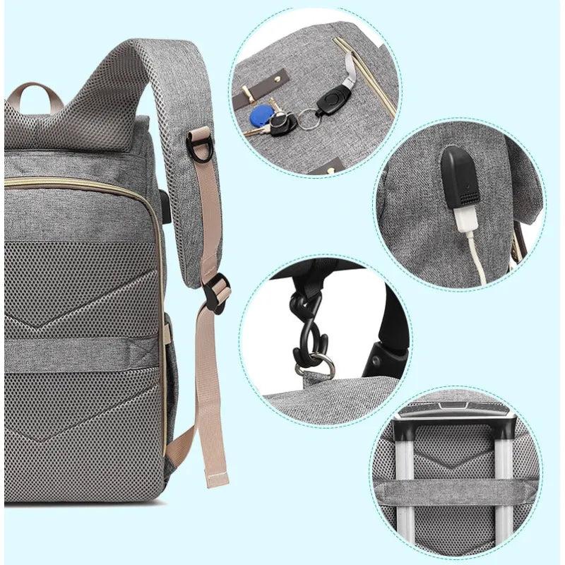 Babywickelrucksack mit USB – Rucksack für Flaschenwärmer und Ladefunktion