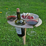 Elegant folding table for the perfect picnic with wine holder