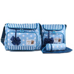 Wickeltasche für Babys in Blau mit Wickelauflage und Flaschenhalter