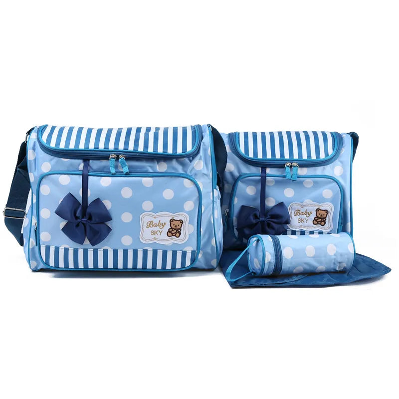 Wickeltasche für Babys in Blau mit Wickelauflage und Flaschenhalter