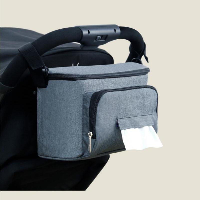Isolierte Wickeltasche für Kinderwagen mit Feuchttuchspender