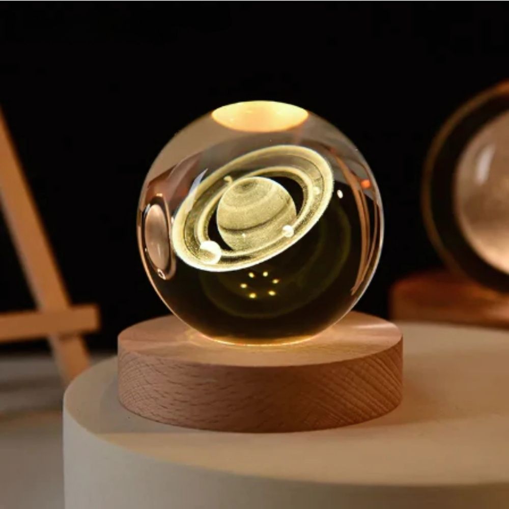 Starlight Universe Lamp | 3D Effect | Soothing Light | Crystal & Wood