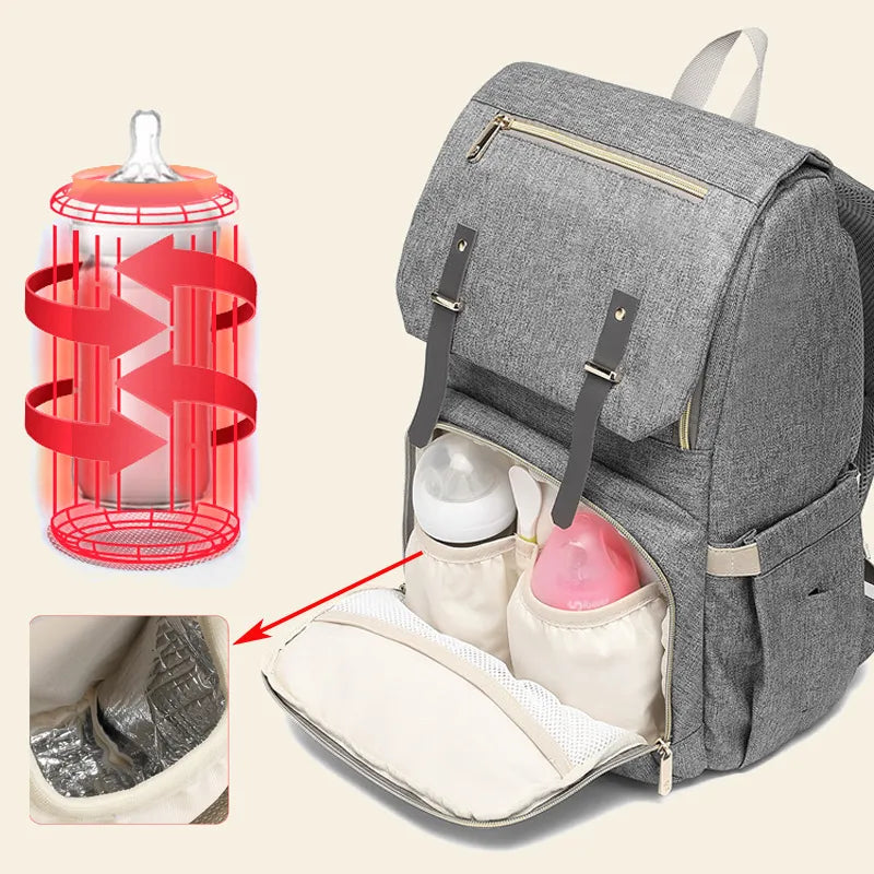 Babywickelrucksack mit USB – Rucksack für Flaschenwärmer und Ladefunktion