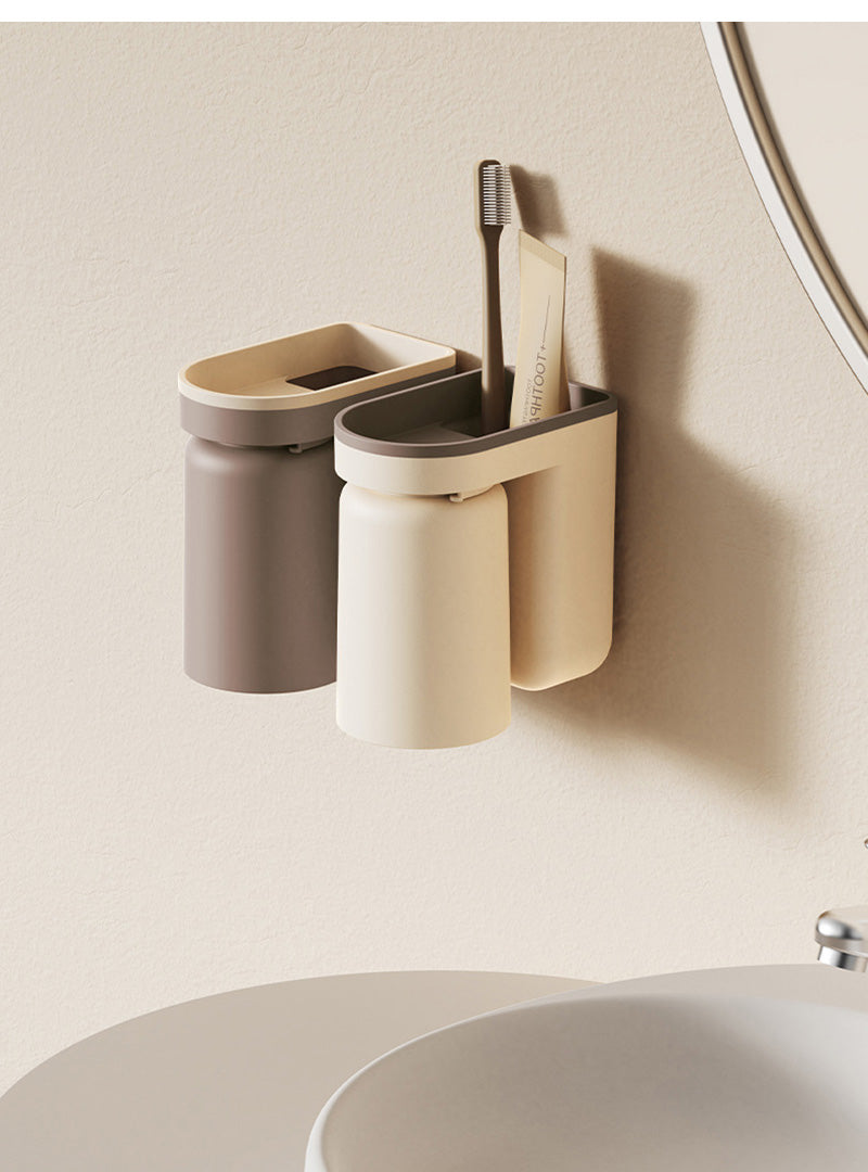 SmartFix 2-in-1 Wandhalterung für Zahnbürsten und Becher – Praktische Aufbewahrung ohne Bohren