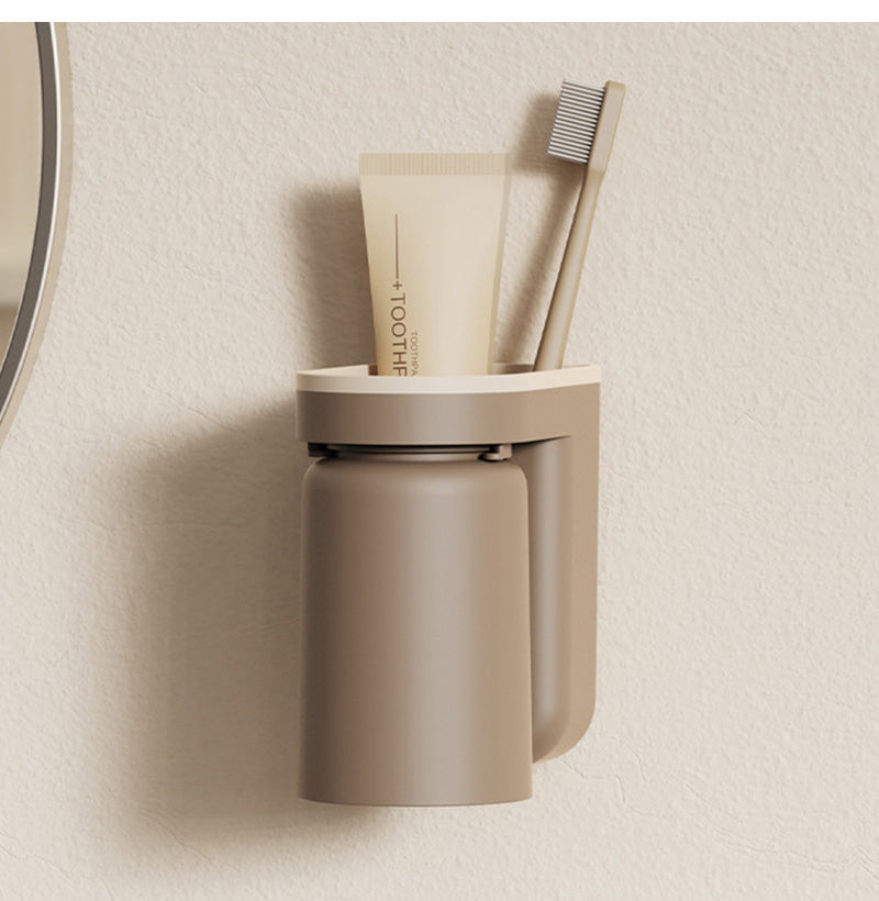Wandmontage für Zahnbürste und Becher – 2-in-1, bohrfreier Stauraum