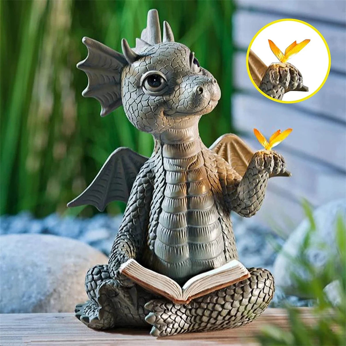 Enchanting Reading Dragon for Garden & Home