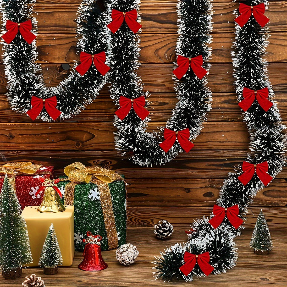 LumaTinsel LED Weihnachtsgirlande – 2er Set kabellose Lichterkette mit warmem Licht