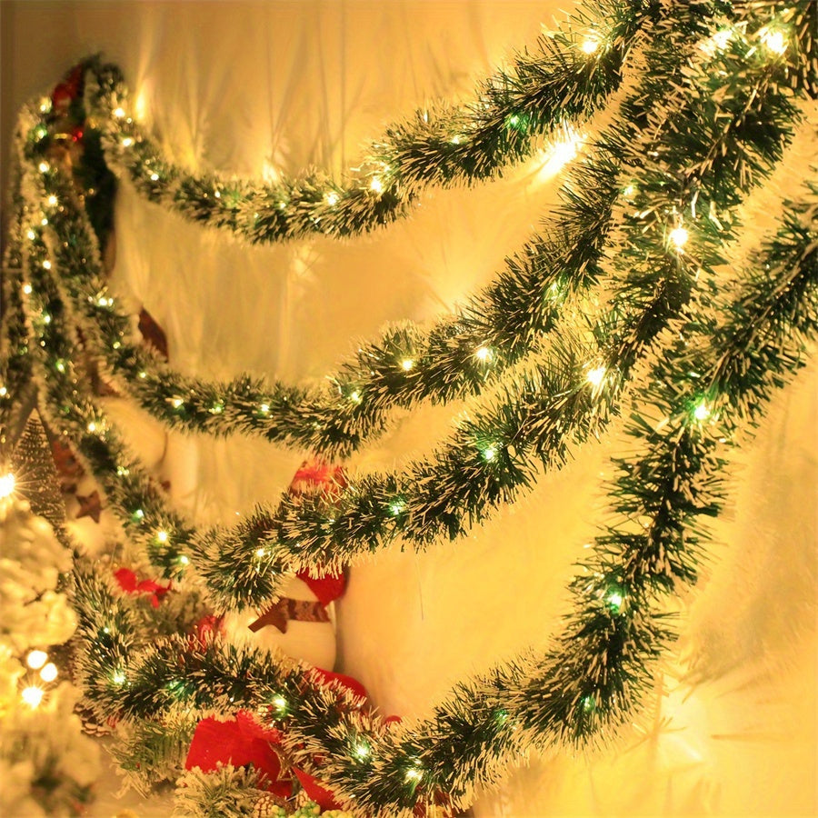 LumaTinsel LED Weihnachtsgirlande – 2er Set kabellose Lichterkette mit warmem Licht