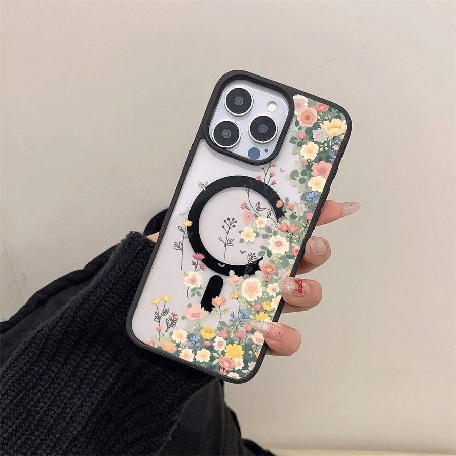 Transparente Blumen-Magnet-Hülle für Smartphones