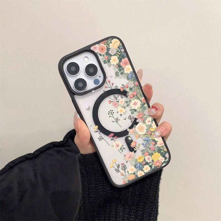 Transparente Blumen-Magnet-Hülle für Smartphones
