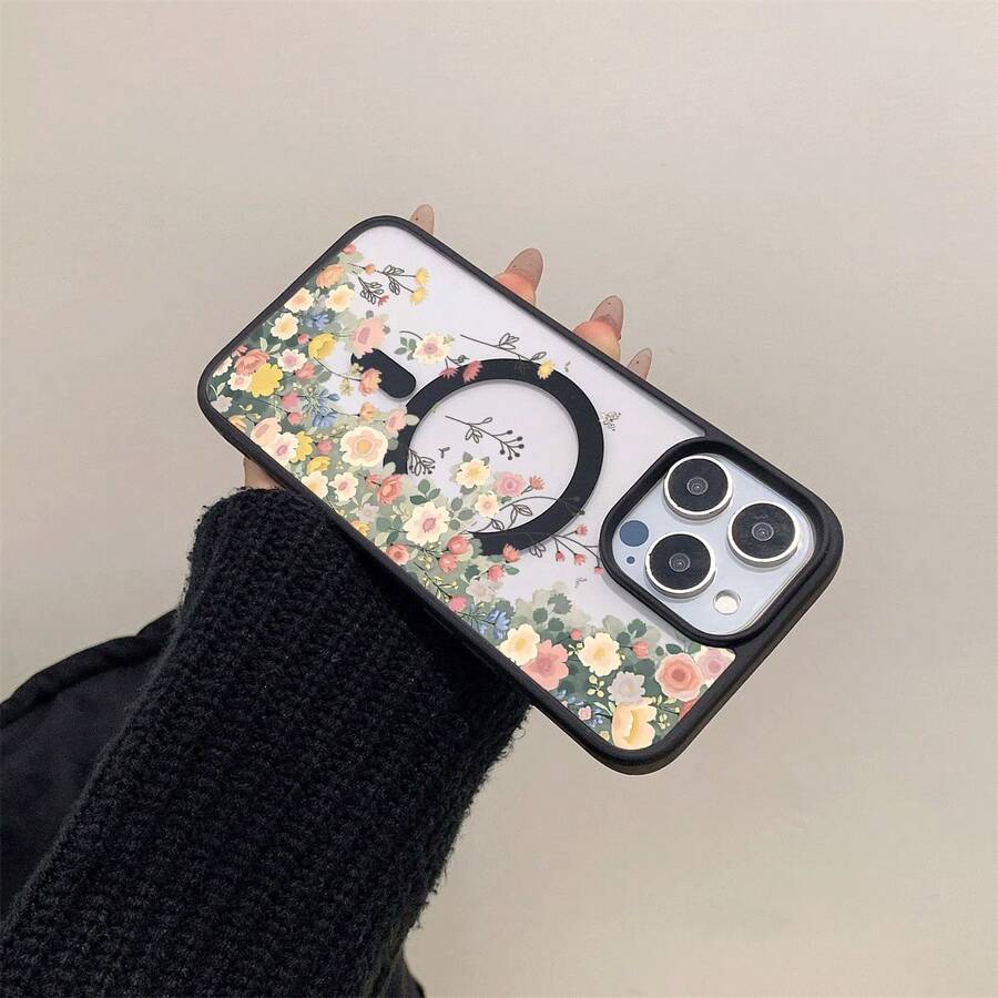 Transparente Blumen-Magnet-Hülle für Smartphones