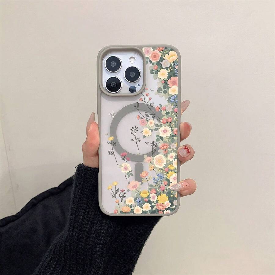 Transparente Blumen-Magnet-Hülle für Smartphones