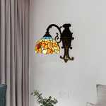 Elegante Wandlampe mit Tiffany-Sonnenblumen-Motiv in Orange