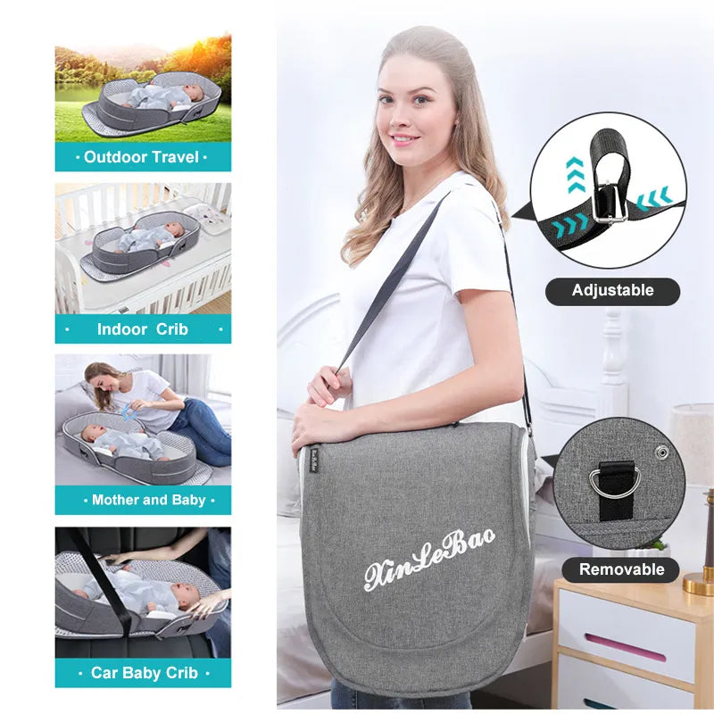 Reisewiege für Babys – Faltbar mit Moskitonetz und Tragetasche