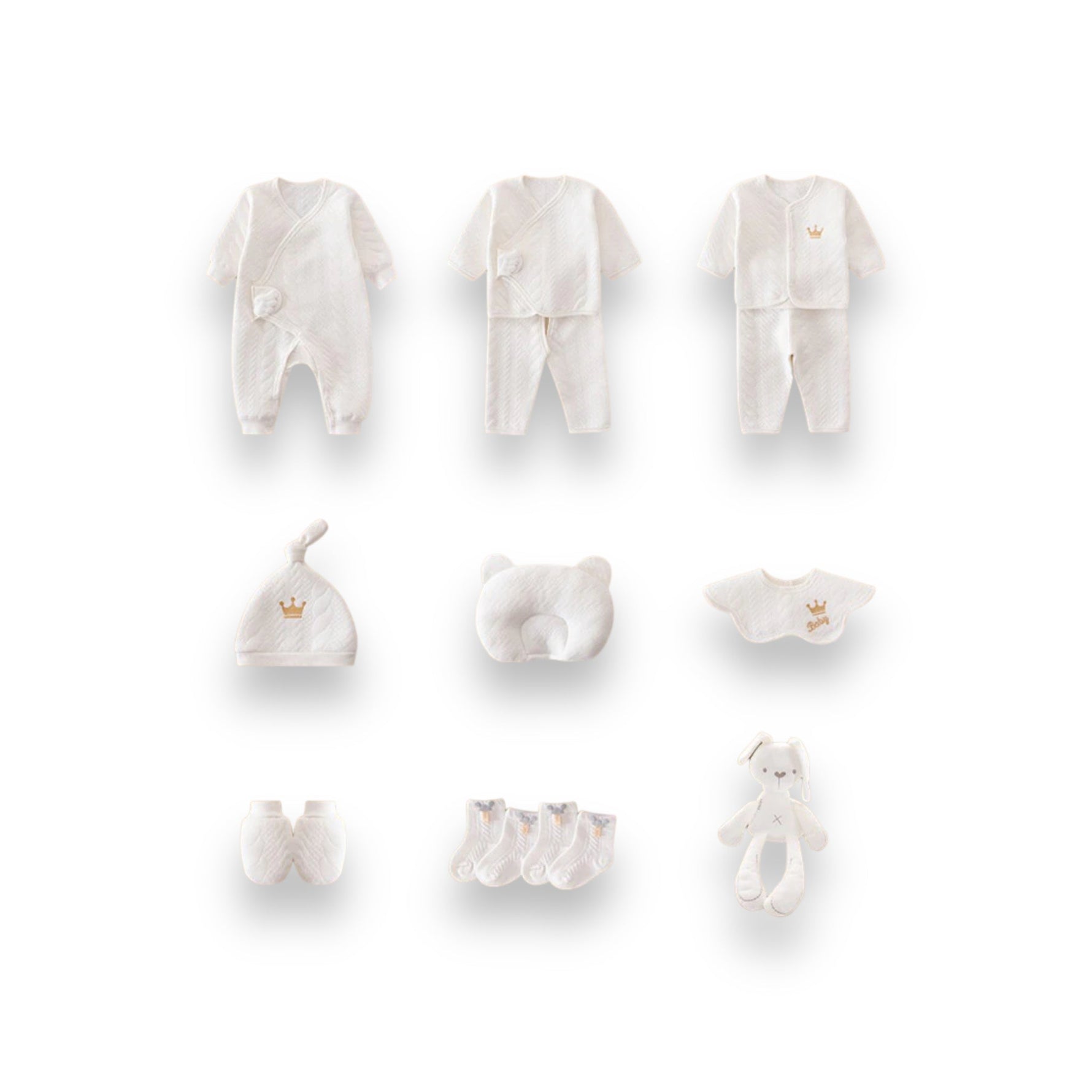 Hochwertiges Baby-Basisset | Elegante Geschenkkiste für Neugeborene | 100% Bio-Baumwolle | Mit Decke, Kleidung & Zubehör | Allergikerfreundlich