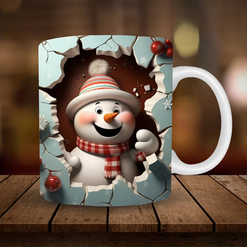 3D Schneemann Keramiktasse - Lustiges Weihnachtsgeschenk