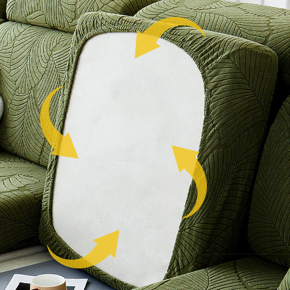 Wasserdichter Sofabezug mit tropischem Blattmuster – elastisch und kratzfest – vollständiger Schutz für Sofas