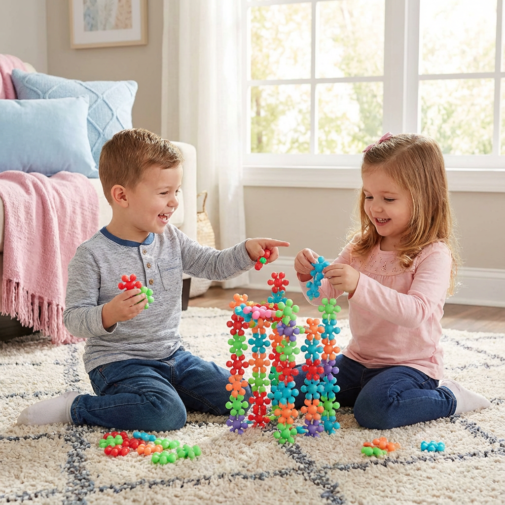 Schneeflocken Bausteine für kreative Montessori-Spieler