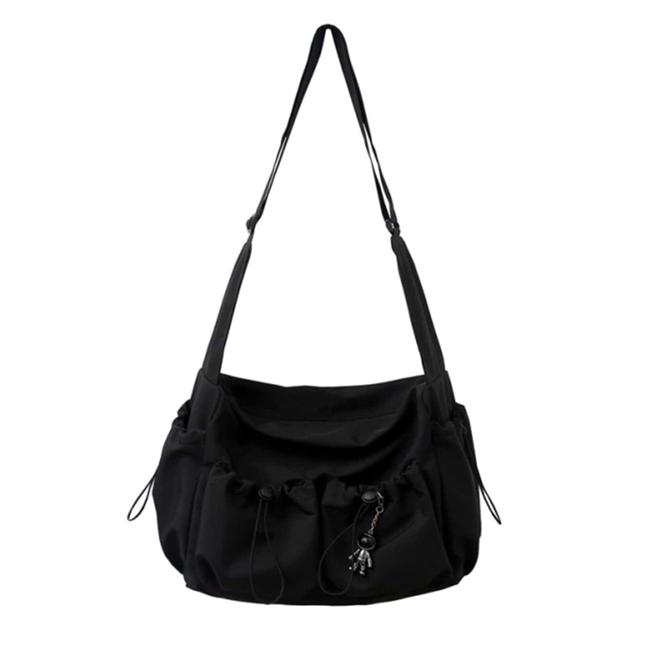 Nylon Umhängetasche in Schwarz – Urbaner Messengerbag mit Reißverschluss für den Alltag
